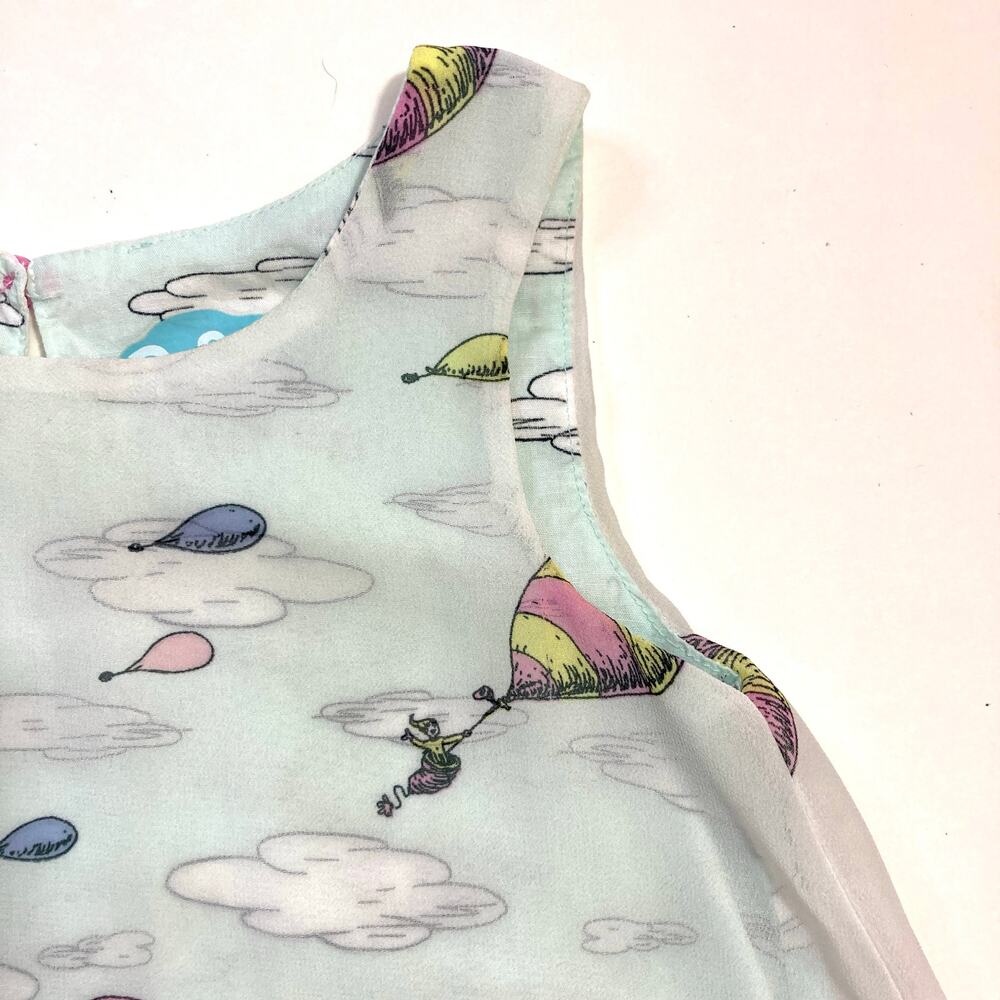 Dr Seuss Oh The Places Youll Go Hot Air Balloon Clouds Layered Sheer Tunic Dress - Picture 4 of 10